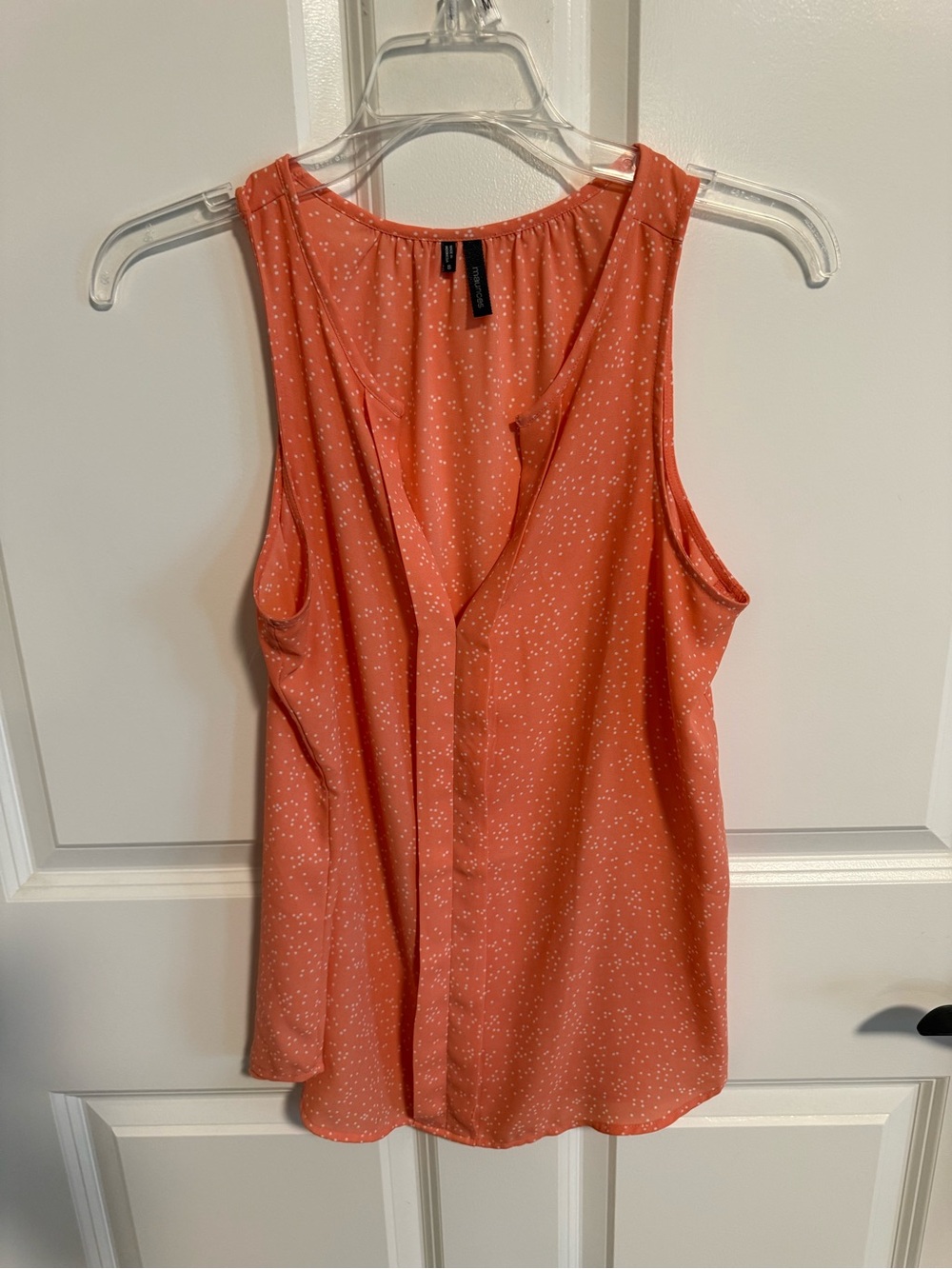 Maurices Coral Sleeveless V-Neck Polka Dot Camisole